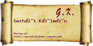 Gerhát Kálmán névjegykártya